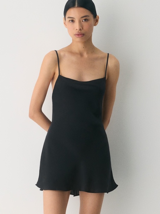 Aritzia Dresses & Skirts - NWOT Aritiza Satin Silk Black Mini Backless Dress